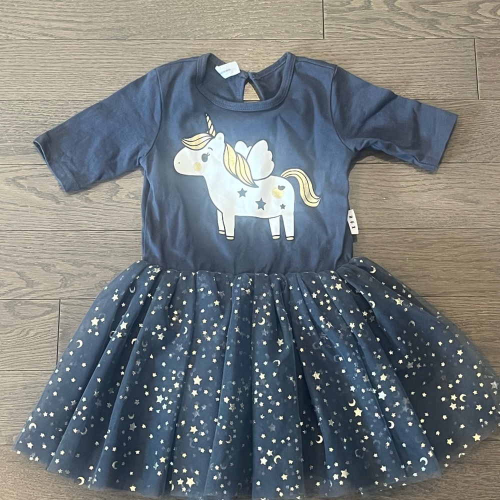 Hux baby Navy Unicorn Dress